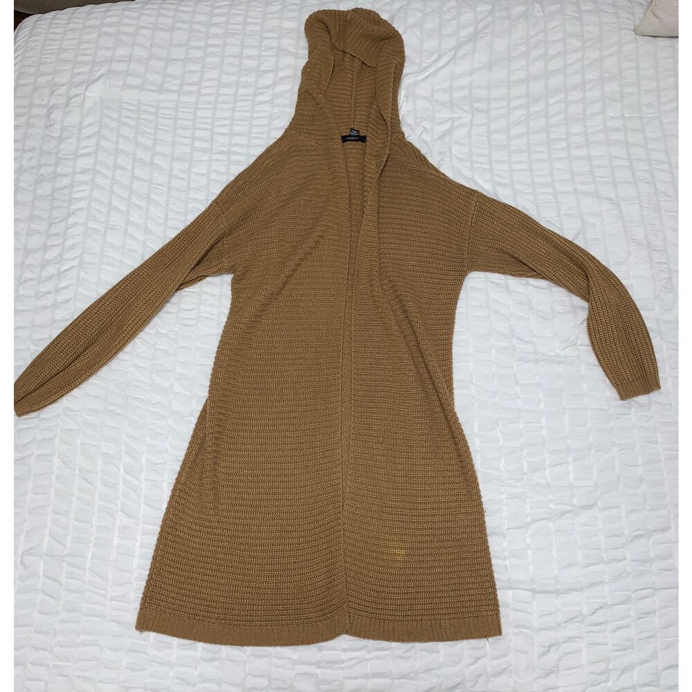 Forever 21 Longline Hooded Cardigan Sweater Brown Women’s 3X